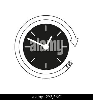 Clock icon. Time management symbol. Arrow around clock. Vector schedule graphic. Stock Vector