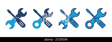 Repair tools icon vector. tool icon vector. setting icon vector. Wrench and screwdriver. support, Service Stock Vector