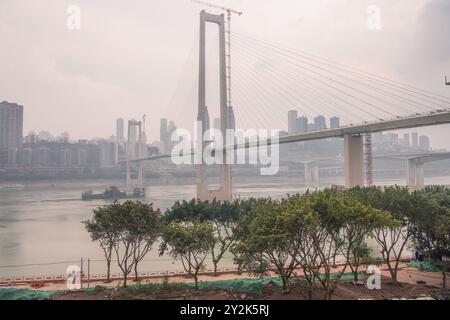 JANUARY 25, 2021, CHONGQING, CHINA: The bridge and business district of Chongqing, China Stock Photo