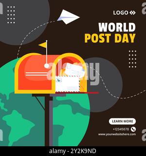 Post Day Social Media Illustration Flat Cartoon Hand Drawn Templates Background Stock Vector