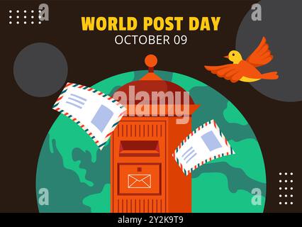Post Day Social Media Background Flat Cartoon Hand Drawn Templates Illustration Stock Vector