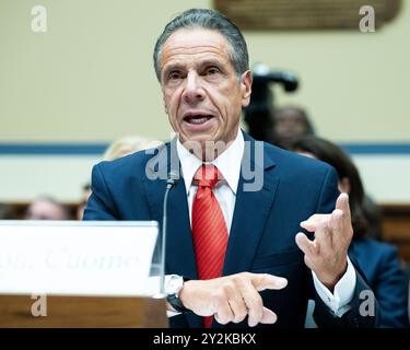 Washington, United States. 10th Sep, 2024. Former New York State Governor Andrew Cuomo (D) speaking at a hearing of the House Select Subcommittee on the Coronavirus Pandemic at the U.S. Capitol in Washington, DC. Credit: SOPA Images Limited/Alamy Live News Stock Photo