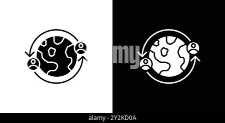 Globalization icon linear logo mark set collection in black and white ...