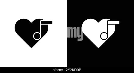 Heard heart note icon linear logo mark set collection in black and white for web Stock Vector