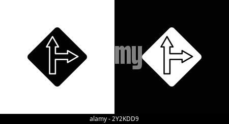 Left side road icon linear logo mark set collection in black and white for web Stock Vector