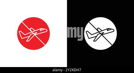 no flight or fly zone icon linear logo mark set collection in black and white for web Stock Vector
