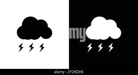 Lightning icon linear logo mark set collection in black and white for web Stock Vector