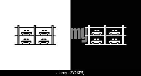 Multi Storey Parking icon linear logo mark set collection in black and white for web Stock Vector