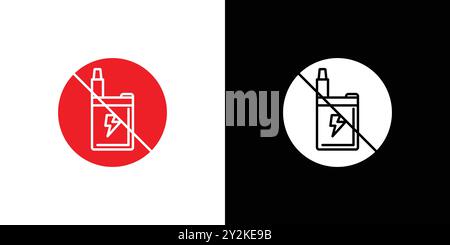 No Electronic Vaping icon linear logo mark set collection in black and white for web Stock Vector