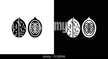 Walnut icon linear logo mark set collection in black and white for web Stock Vector