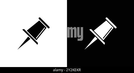 sticky pin icon linear logo mark set collection in black and white for web Stock Vector