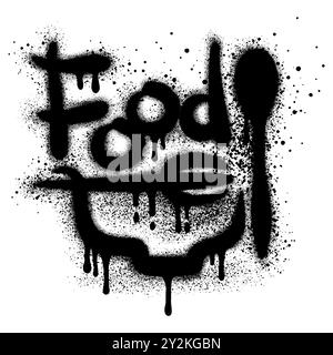 Spoon and fork icon graffiti with black spray paint. vector illustration. Stock Vector