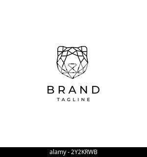 Minimalist Diamond Bear Logo Design. Diamond Shaped Bear Head Design. Stock Vector