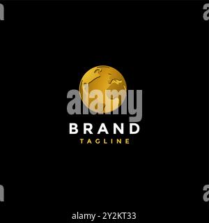 Simple Golden Earth Logo Design. Planet Earth in Gold Color Logo Design. Stock Vector