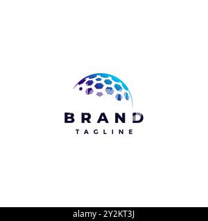 Simple Smart Dome Logo Design. Hexagons Forming A Geometric Dome Shield Symbol Design. Stock Vector