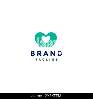 Two Hands Forming a Heart Symbol Logo Design. Heart Symbol Of Two Hands Joined Logo Design. Stock Vector