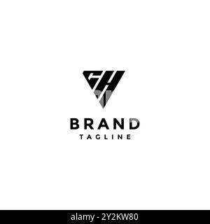 Initial Letter CH Forming a Triangle Symbol Design. Triangle Symbol Of Initial Letters C And H Logo Design. Stock Vector