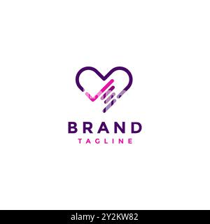 Heart Symbol and Hand Icon in Simple Lines Design. Hands Forming Check Mark On Heart In Minimalist Lines Design. Stock Vector