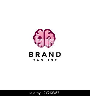 Playful Brain Game Logo Design. Brain Symbol With Game Button Inside Logo Design. Stock Vector