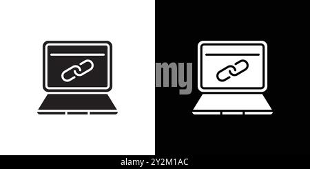 Backlink icon Black line art vector in black and white outline set collection sign Stock Vector