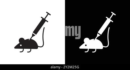 Lab rat experiment icon Black line art vector in black and white outline set collection sign Stock Vector
