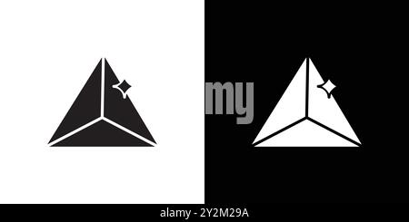 crystal prism icon Black line art vector in black and white outline set collection sign Stock Vector