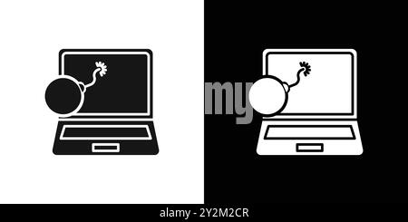 Ddos icon Black line art vector in black and white outline set collection sign Stock Vector