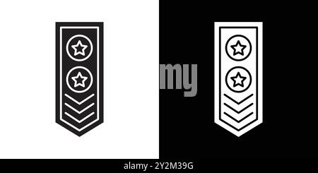 Military Rank icon Black line art vector in black and white outline set collection sign Stock Vector