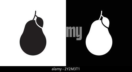 Pear icon Black line art vector in black and white outline set collection sign Stock Vector