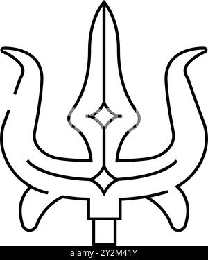 durga trident trishul line icon vector illustration Stock Vector