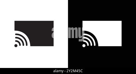 Screen cast icon Black line art vector in black and white outline set collection sign Stock Vector