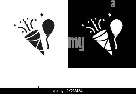 Party icon Black line art vector in black and white outline set collection sign Stock Vector