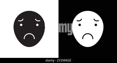 Regret expression icon Black line art vector in black and white outline set collection sign Stock Vector