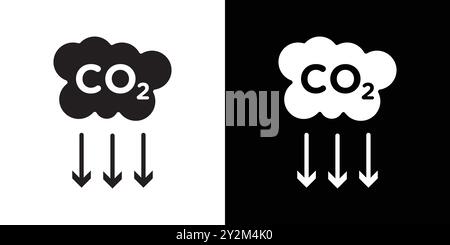Reduce carbon dioxide co2 icon Black line art vector in black and white outline set collection sign Stock Vector