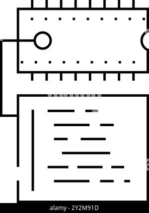 microcontroller programming electronics line icon vector illustration ...