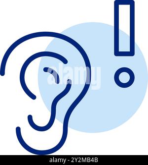 Ear and exclamation mark. Urgent sound notification, potential loud noises, hearing sensitivity alert. Pixel perfect, editable stroke vector icon Stock Vector