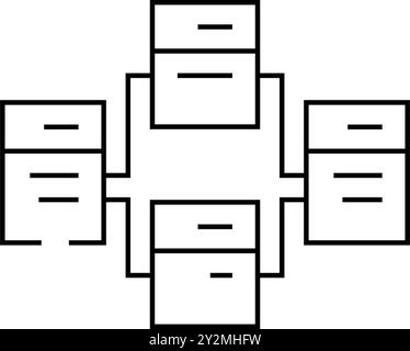 relational database line icon, outline symbol, vector illustration ...