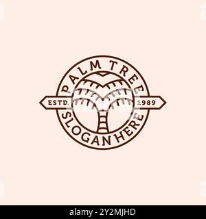 Palm or Coconut Line Art Logo Vector Illustration Design. Modern Creative Line Art Palm Logo Badge Template Design. Palm Tree Logo Concept Stock Vector