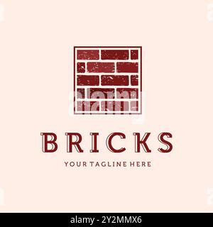 Modern Brick Logo Vector Illustration Design. Brick Construction Logo Vintage Template Design. Brick, Briquette or Briquet Vintage Logo Concept. Stock Vector
