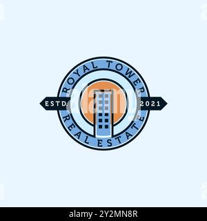 Real Estate Modern Line Art Logo Vector Illustration Design. Simple Modern Minimalist Apartment or Condominium Logo Template Design. Stock Vector