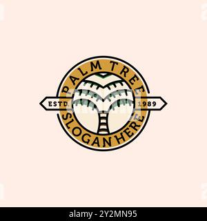 Palm or Coconut Line Art Logo Vector Illustration Design. Modern Creative Line Art Palm Logo Badge Template Design. Palm Tree Logo Stock Vector