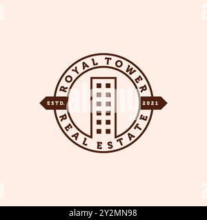 Real Estate Modern Line Art Logo Vector Illustration Design. Simple Modern Minimalist Apartment or Condominium Logo Template Design. Stock Vector