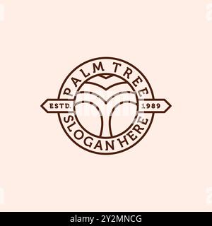 Palm or Coconut Line Art Logo Vector Illustration Design. Modern Creative Line Art Palm Logo Badge Template Design. Palm Tree Illustration Logo Concep Stock Vector