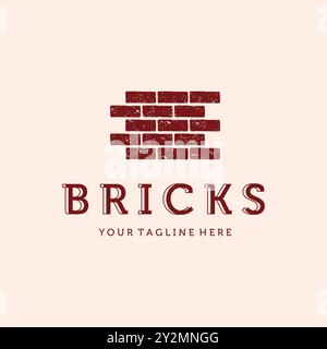 Modern Brick Logo Vector Illustration Design. Brick Construction Logo Vintage Template Design. Brick, Briquette or Briquet Vintage Logo Concept. Stock Vector