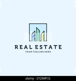 Real Estate Logo Vector Illustration Design. Simple Modern Minimalist Apartment or Condominium Logo Template Design. Creative Real Estate or Property Stock Vector