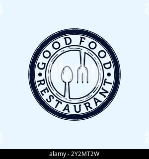 Restaurant or Cafe Line Art Modern Logo Vector Illustration Design. Fork and Spoon Modern Simple Minimalist Logo Concept. Food Logo Design Inspiration Stock Vector