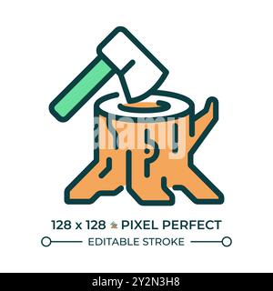Deforestation RGB color icon Stock Vector