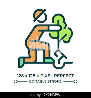 Planting trees RGB color icon Stock Vector