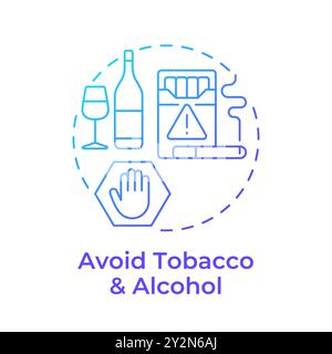 Avoid tobacco and alcohol blue gradient concept icon Stock Vector