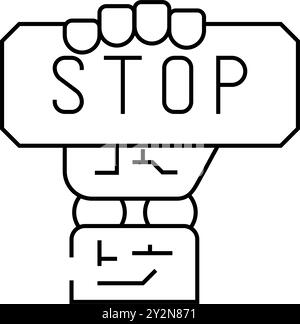 stop robot hand gesture line icon vector. stop robot hand gesture sign ...
